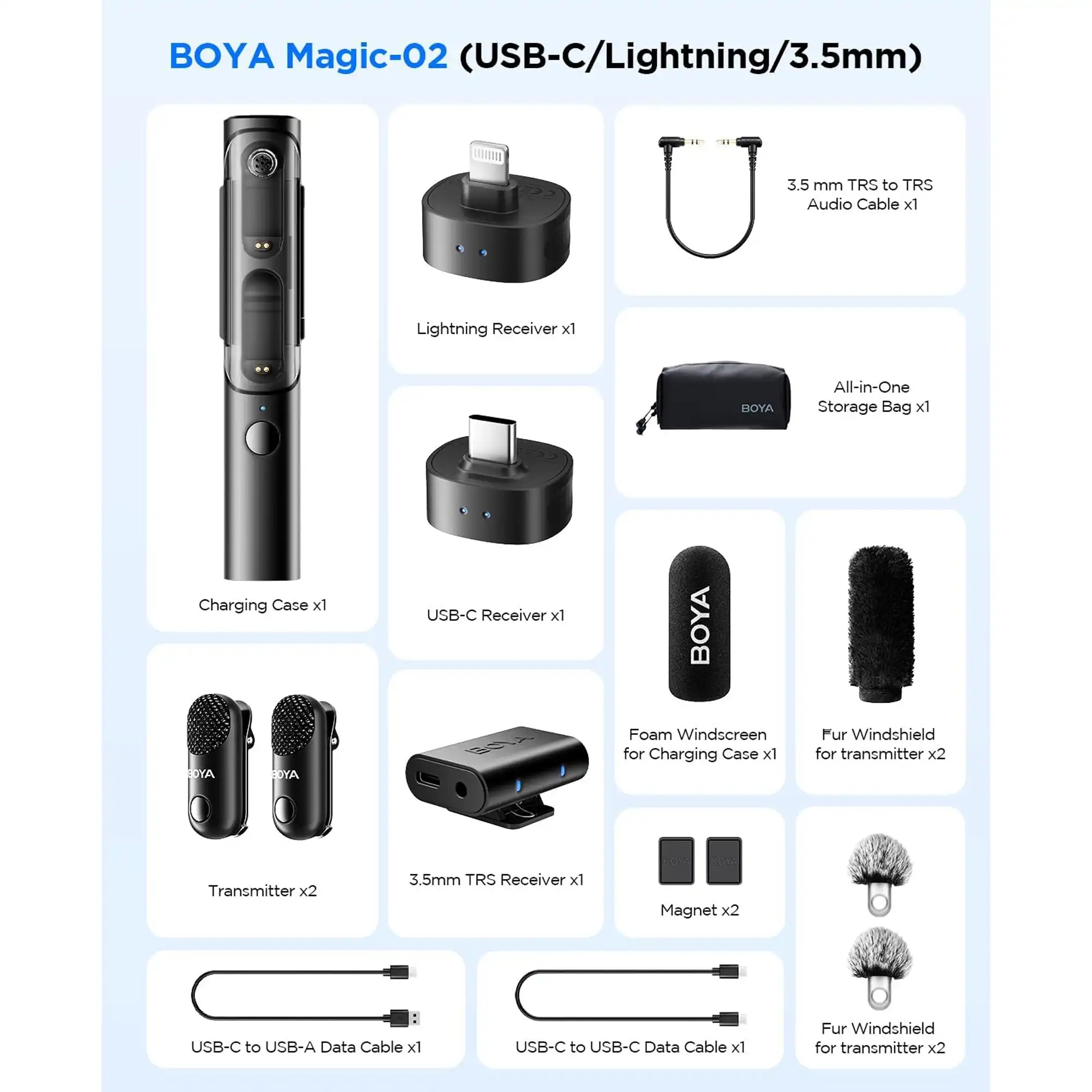 میکروفن بی سیم بویا BOYA MAGIC-02 Wireless Microphone مناسب برای موبایل و دوربین (باگارانتی دوسال ایران بویا)