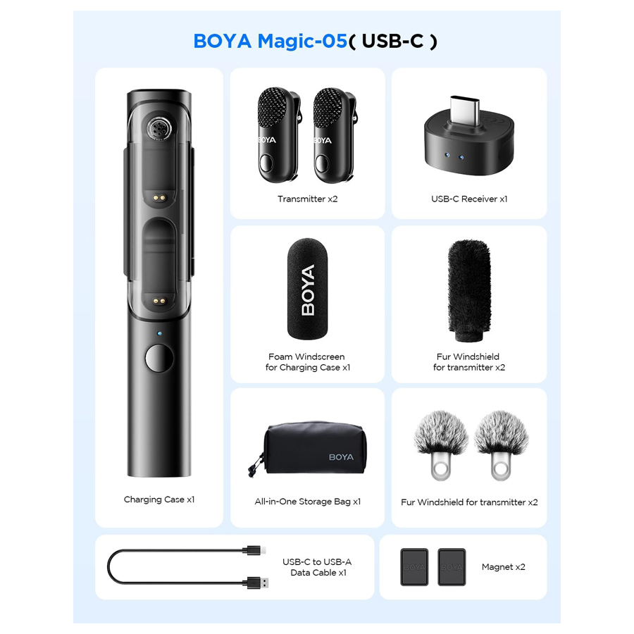 میکروفون بیسیم بویا BOYA Magic-05 Wireless Microphone (باگارانتی دوساله ایران بویا)